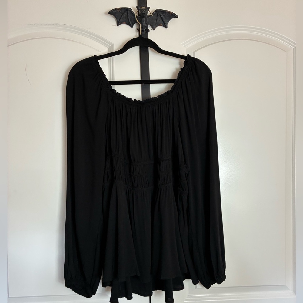 Torrid Black Rayon Slub Waist Detail Blouson Sleeve Blouse NWT Size 3X - Picture 5 of 11